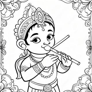 Colorful Krishna Playing Flute Coloring Page 42434-33890