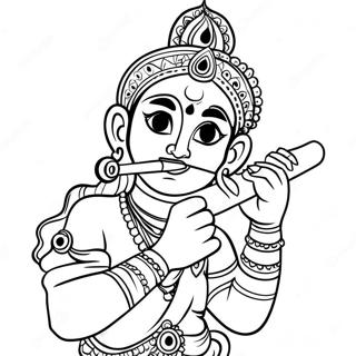 Colorful Krishna Playing Flute Coloring Page 42434-33891