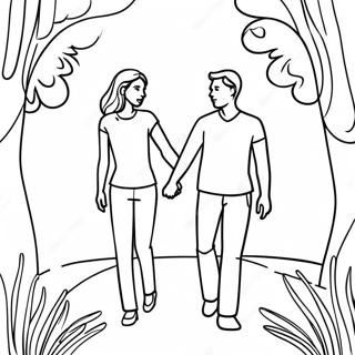 Romantic Couple Holding Hands Coloring Page 42483-33925