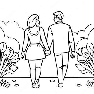 Romantic Couple Holding Hands Coloring Page 42483-33926