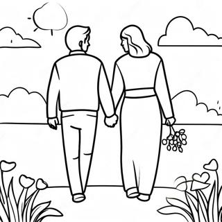 Romantic Couple Holding Hands Coloring Page 42483-33927