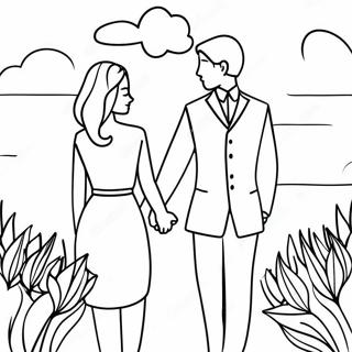 Romantic Couple Holding Hands Coloring Page 42483-33928