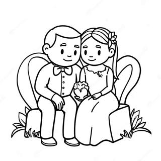 Sweetheart Couple Sitting Together Coloring Page 42484-33937