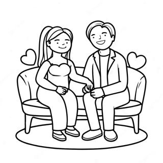 Sweetheart Couple Sitting Together Coloring Page 42484-33939