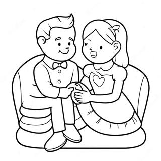 Sweetheart Couple Sitting Together Coloring Page 42484-33940