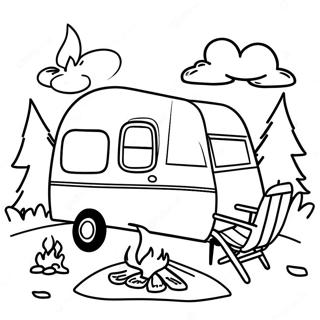 Joyful Camper By The Campfire Coloring Page 42504-33947