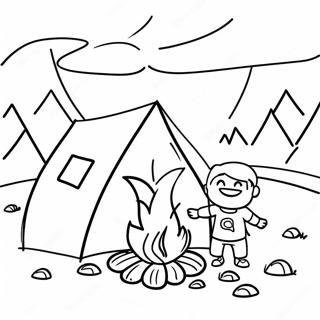 Joyful Camper By The Campfire Coloring Page 42504-33948