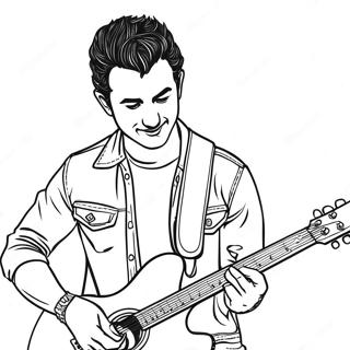 Kevin Jonas Playing Guitar Coloring Page 42514-33954