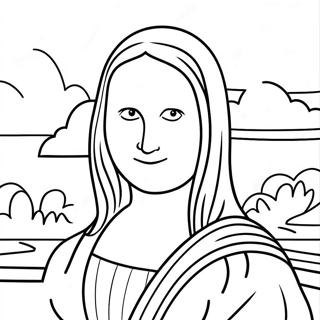 Mona Lisa With A Colorful Background Coloring Page 42544-33977