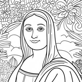 Mona Lisa With A Colorful Background Coloring Page 42544-33980