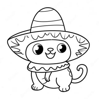 Funny Taco Cat With A Sombrero Coloring Page 42584-34014