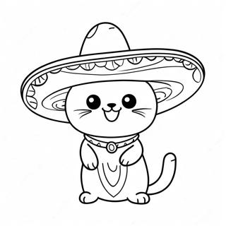 Funny Taco Cat With A Sombrero Coloring Page 42584-34015