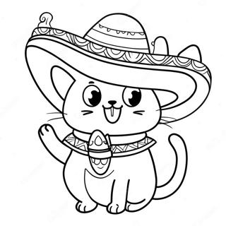 Funny Taco Cat With A Sombrero Coloring Page 42584-34016