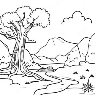 Grayscale Fantasy Landscape Coloring Page 42604-34024