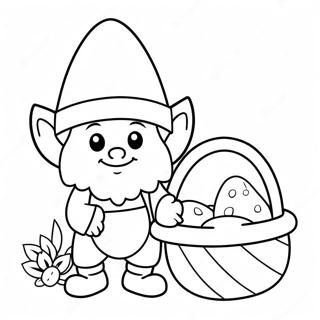 Cute Easter Gnome With Basket Coloring Page 42614-34037