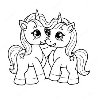 Playful Moody Unicorn Twins Coloring Page 42624-34045