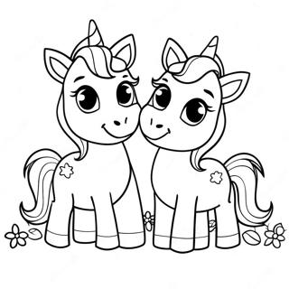 Playful Moody Unicorn Twins Coloring Page 42624-34046