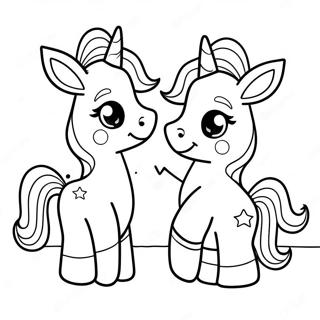 Playful Moody Unicorn Twins Coloring Page 42624-34047