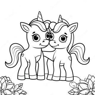 Playful Moody Unicorn Twins Coloring Page 42624-34048