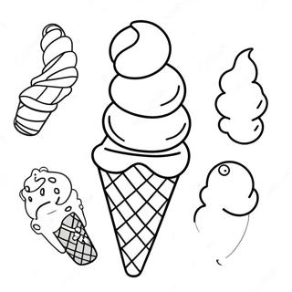 Rainbow Ice Cream Cone Coloring Page 42643-34050