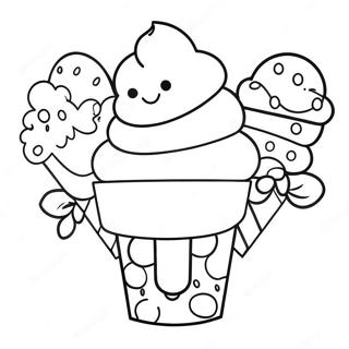 Colorful Rainbow Ice Cream Sundae Coloring Page 42644-34058