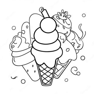 Colorful Rainbow Ice Cream Sundae Coloring Page 42644-34059