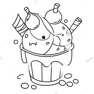 Colorful Rainbow Ice Cream Sundae Coloring Page 42644-34060