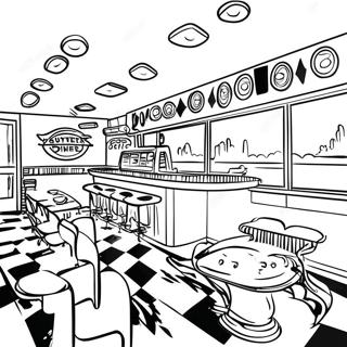 Vintage 1950 S Diner Coloring Page 42654-34068