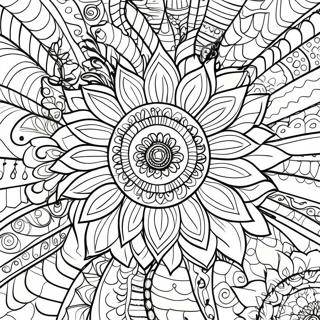 Bohemian Sunflower For Adults Coloring Pages