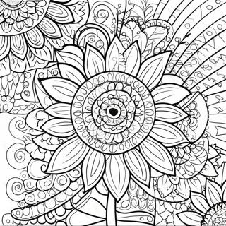 Bohemian Sunflower Mandala Coloring Page 42693-34094