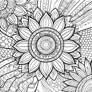 Bohemian Sunflower Mandala Coloring Page 42693-34095