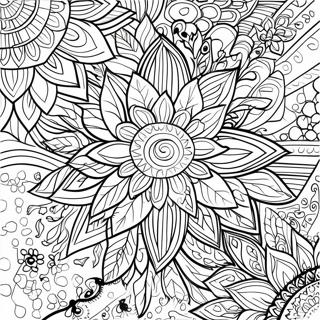 Bohemian Sunflower Mandala Coloring Page 42693-34096