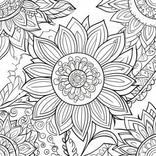 Intricate Bohemian Sunflower Design Coloring Page 42694-34097