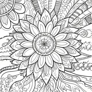 Intricate Bohemian Sunflower Design Coloring Page 42694-34098