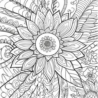 Intricate Bohemian Sunflower Design Coloring Page 42694-34099