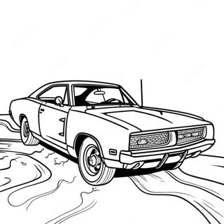 1969 Dodge Charger Classic Muscle Car Coloring Page 42753-34142