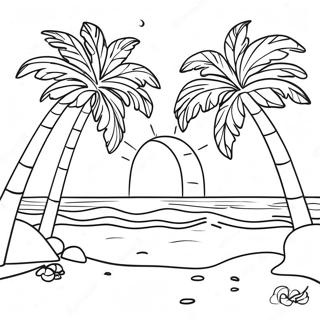 Tropical Beach For Adults Coloring Pages