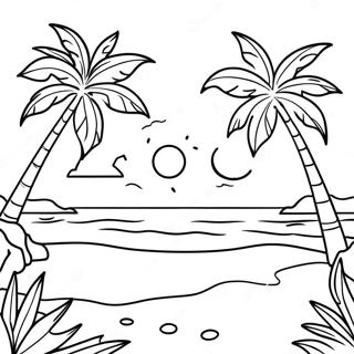 Tropical Beach Sunset Coloring Page 42773-34159