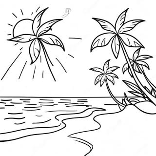 Tropical Beach Sunset Coloring Page 42773-34160