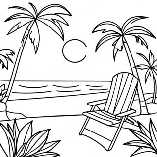 Relaxing Tropical Beach Scene Coloring Page 42774-34163