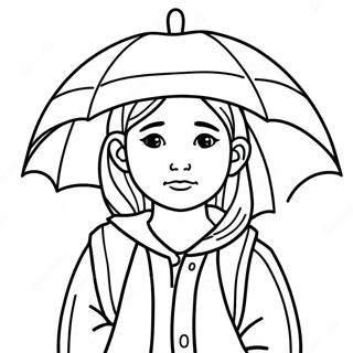 Melancholic Girl With Rainy Background Coloring Page 42844-34214