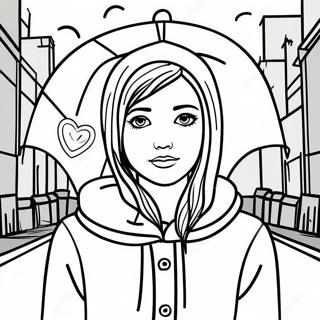 Melancholic Girl With Rainy Background Coloring Page 42844-34215