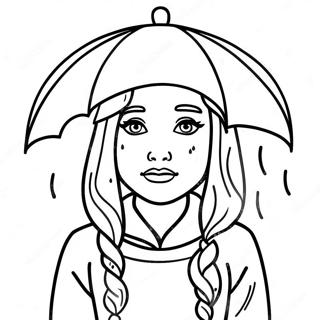 Melancholic Girl With Rainy Background Coloring Page 42844-34216