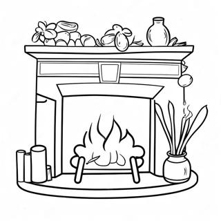 Warm Fireplace Coloring Page 4287-3550