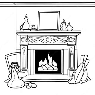 Warm Fireplace Coloring Page 4287-3551