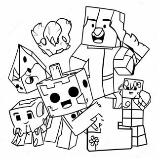 Minecraft Birthday Party Characters Coloring Page 42884-34249