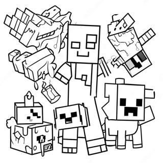 Minecraft Birthday Party Characters Coloring Page 42884-34250