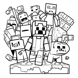 Minecraft Birthday Party Characters Coloring Page 42884-34251