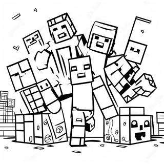 Minecraft Birthday Party Characters Coloring Page 42884-34252