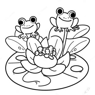 Lily Pad With Colorful Frogs Coloring Page 42903-34264